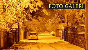 Siverek'te gece çekilen kar manzaraları