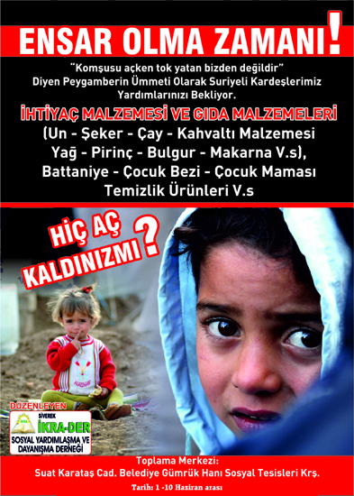 SURİYE HALKI İÇİN ENSAR OLMA ZAMANIDIR