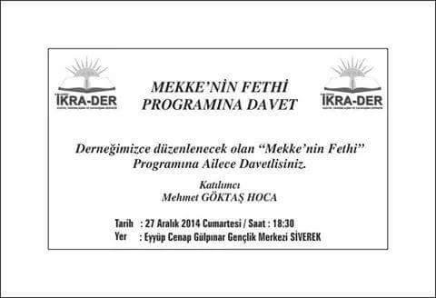 SİVEREK'TE MEKKE'NİN FETHİ KUTLANACAK