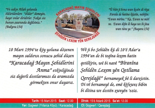 KARACADAĞ ŞEHİTLERİ ANILACAK