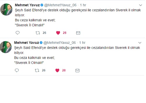 Mehmet Yavuz: "Siverek il olmalı"
