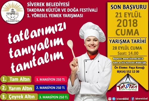 Takoran Festivali yemek yarışması başvuruları başladı