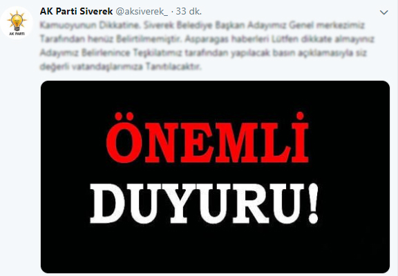 Ak Parti Siverek teşkilatından adaylıkla ilgili açıklama