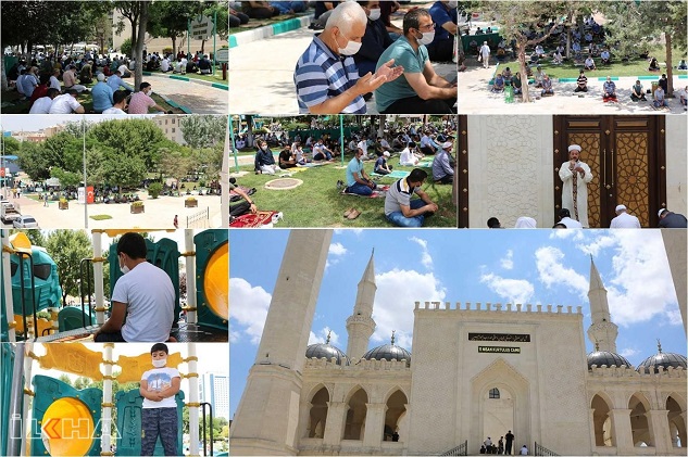 Sosyal mesafeli dördüncü Cuma namazı kılındı
