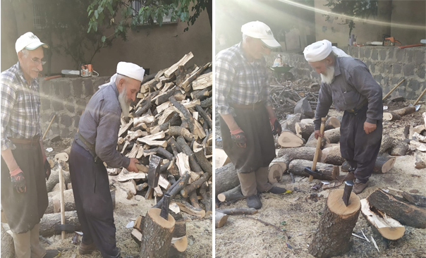 43 yıldır odun kırarak ekmeğini kazanıyor

