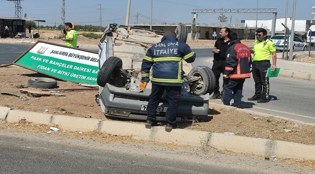 Akçakale'de kontrolden çıkan otomobil takla attı: Bir yaralı
