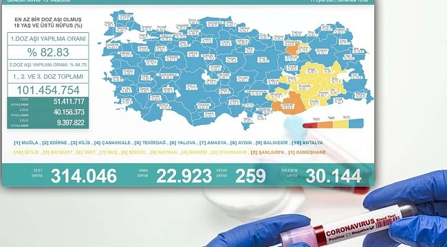 Coronavirus'ten bugünde 259 kişi vefat etti