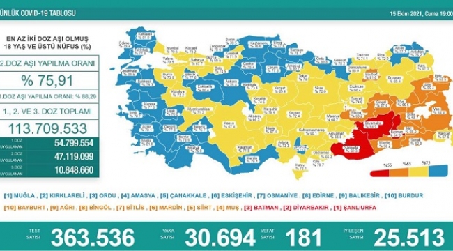 Türkiye'de Coronavirus nedeniyle 181 kişi vefat etti