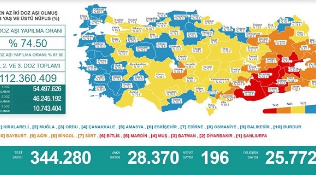 Türkiye'de Coronavirus'ten nedeniyle 196 kişi vefat etti