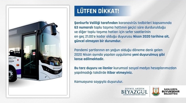 Büyükşehir Belediyesi'nden 63 Nolu otobüs ile ilgili açıklama
