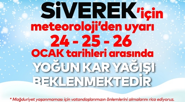 Siverek Belediyesinden yoğun kar yağışı uyarısı