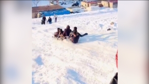 Siverek kırsalında naylon bidonla kar keyfi