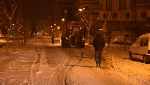 Siverek'te kar ile mücadele gece de devam etti