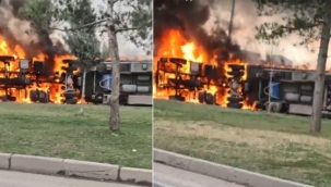 Viranşehir'de devrilen tır alev aldı: 3 yaralı