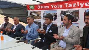 HÜDA PAR ölüm yolundaki kazalara dikkat çekmek amacıyla taziye çadırı kurdu