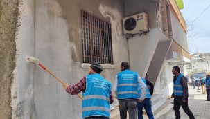 Eyyübiye'de sel basan sokaklar boyanıyor