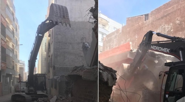 Siverek'te ağır hasarlı binalar yıkılmaya başlandı