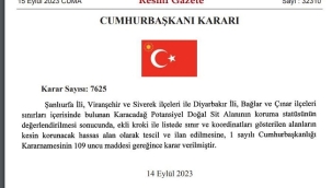 Karacadağ Potansiyel Doğal Sit Alanı, kesin korunacak hassas alan ilan edildi