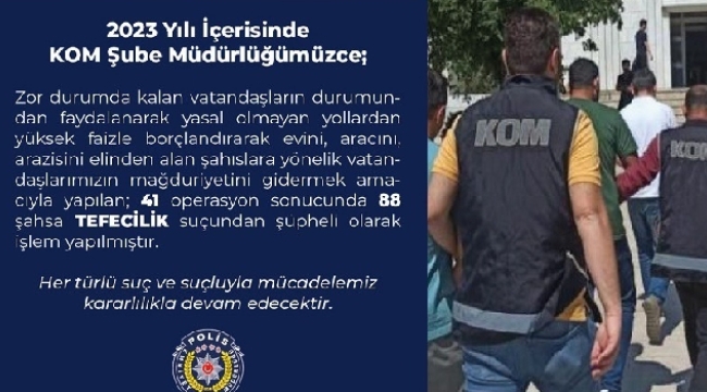 Urfa'da tefecilik suçundan 88 kişi hakkında işlem yapıldı 