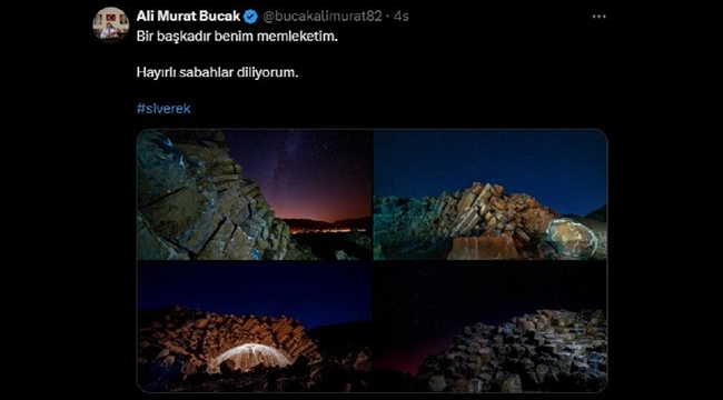 Bucak, gece çekilmiş bazalt sütunları paylaştı