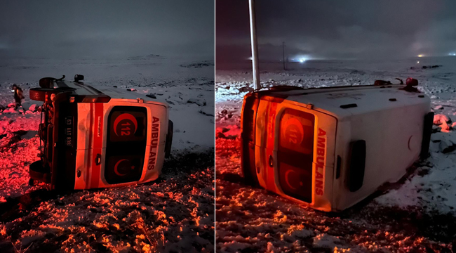 Siverek'te ambulans karda devrildi: 1 Yaralı