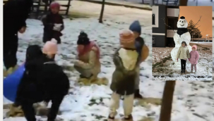 Siverek'te Kar Sevinci: Çocuklar Kartopu Oynayıp Kardan Adam Yaptı