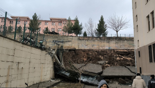 Siverek'te okulun bahçe duvarı yıkıldı: Facia kıl payı atlatıldı