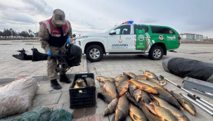 Fırat Nehri'nde kaçak balık avlayanlara suçüstü!