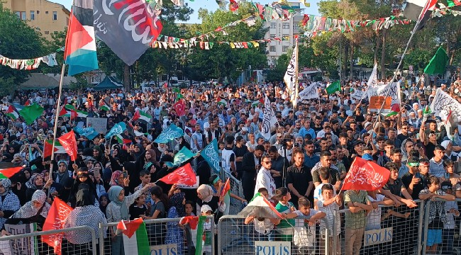 Siverek'te binlerce kişinin katıldığı Gazze Miting başladı 