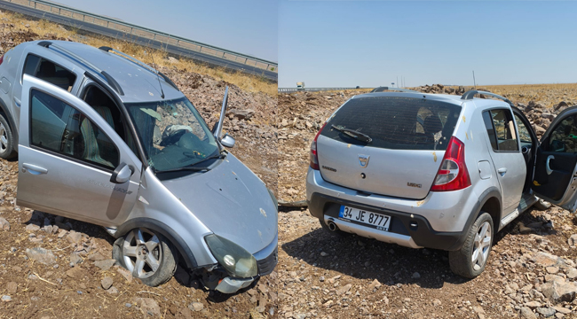 Siverek'te otomobil şarampole devrildi: 2 yaralı