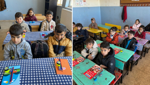 Siverek Eskihan Mahallesi okuluna hayırseverlerden kırtasiye desteği