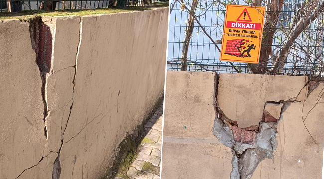 Siverek'te çatlak oluşan okul duvarı yıkılma riski taşıyor