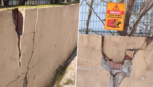 Siverek'te çatlak oluşan okul duvarı yıkılma riski taşıyor