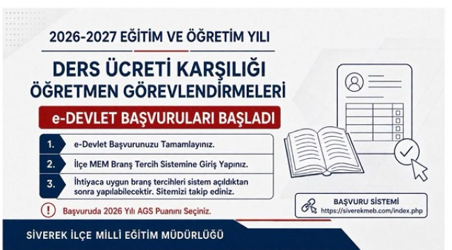 Siverek'te Ücretli Öğretmenlik Başvuruları Başladı